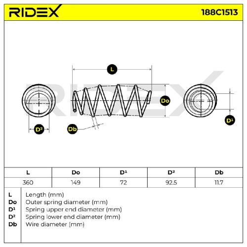 RIDEX 188C1513 2x Federn Fahrwerksfedern Vorne für CHEVROLET 95474574 Bild RIDEX 188C1513 2x Federn Fahrwerksfedern Vorne für CHEVROLET 95474574
