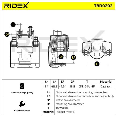 RIDEX 78B0202 Bremssattel Bremszange Hinten rechts für JEEP GRAND CHEROKEE II Bild RIDEX 78B0202 Bremssattel Bremszange Hinten rechts für JEEP GRAND CHEROKEE II