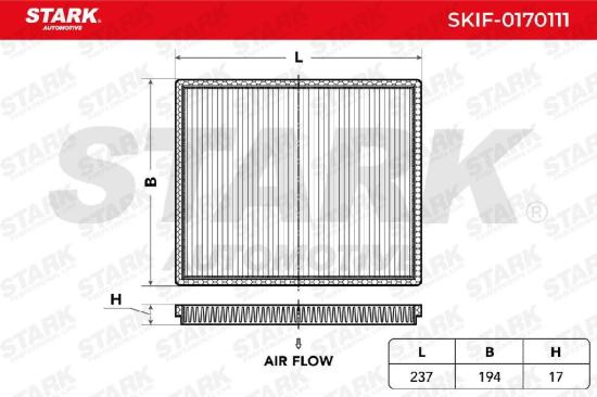 STARK SKIF-0170111 Innenraumfilter Pollenfilter Höhe: 15 Breite: 202 Länge: 241 Bild STARK SKIF-0170111 Innenraumfilter Pollenfilter Höhe: 15 Breite: 202 Länge: 241