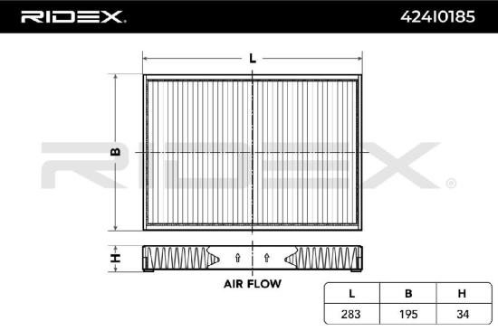 RIDEX 424I0185 Innenraumfilter Pollenfilter Aktivkohlefilter Höhe: 32 Breite: Bild RIDEX 424I0185 Innenraumfilter Pollenfilter Aktivkohlefilter Höhe: 32 Breite: