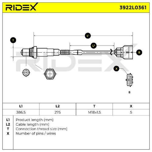 RIDEX 3922L0361 Lambdasonde Oxygen O2 Sensor Beheizt für RENAULT A4535422900 Bild RIDEX 3922L0361 Lambdasonde Oxygen O2 Sensor Beheizt für RENAULT A4535422900