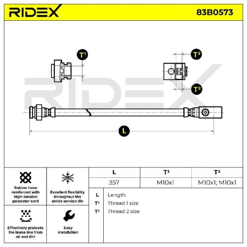 RIDEX Bremsschlauch 83B0573 VORNE rechts BREMSSCHLÄUCHE für NISSAN Bild RIDEX Bremsschlauch 83B0573 VORNE rechts BREMSSCHLÄUCHE für NISSAN