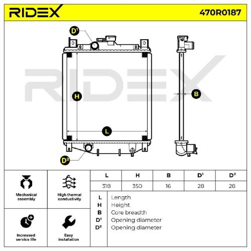 RIDEX 470R0187 Motorkühler / Wasserkühler für SUZUKI SWIFT II Schrägheck Bild RIDEX 470R0187 Motorkühler / Wasserkühler für SUZUKI SWIFT II Schrägheck
