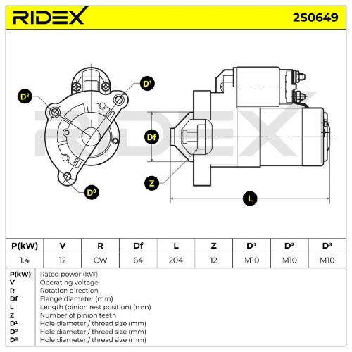 RIDEX Motor Starter/Anlasser 1,4kW passend für PEUGEOT 206 Schrägheck (2A/C) Bild RIDEX Motor Starter/Anlasser 1,4kW passend für PEUGEOT 206 Schrägheck (2A/C)