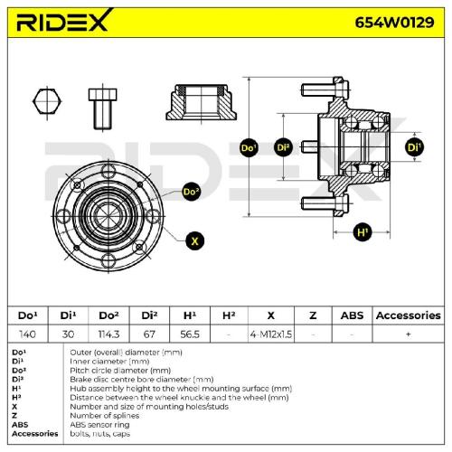 RIDEX 654W0129 Radlagersatz pro 1 Rad Hinten beidseitig für VOLVO V40 Kombi Bild RIDEX 654W0129 Radlagersatz pro 1 Rad Hinten beidseitig für VOLVO V40 Kombi