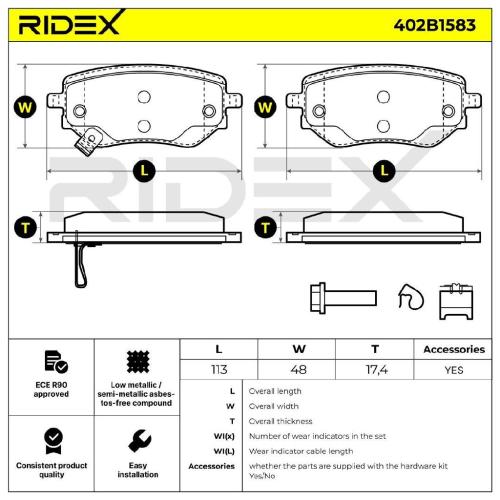 RIDEX Bremsbelagsatz Bremsbeläge Hinten für NISSAN NP300 Navara Pickup (D23) Bild RIDEX Bremsbelagsatz Bremsbeläge Hinten für NISSAN NP300 Navara Pickup (D23)
