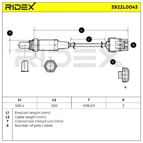 RIDEX 3922L0043 Lambdasonde Oxygen O2 Sensor Beheizt für VW Transporter T1V Bus Bild RIDEX 3922L0043 Lambdasonde Oxygen O2 Sensor Beheizt für VW Transporter T1V Bus