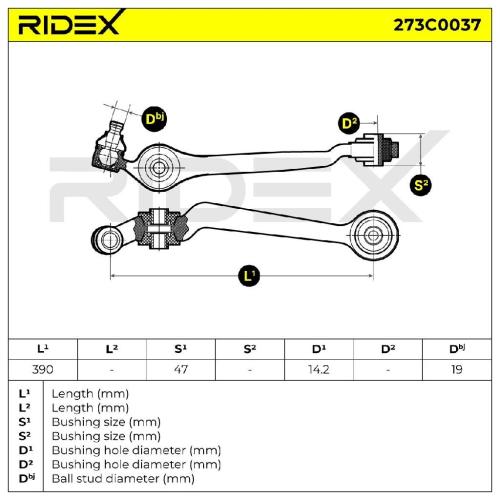 RIDEX 273C0037 Lenker Radaufhängung Querlenker Front unten für AUDI 4A0407151 Bild RIDEX 273C0037 Lenker Radaufhängung Querlenker Front unten für AUDI 4A0407151