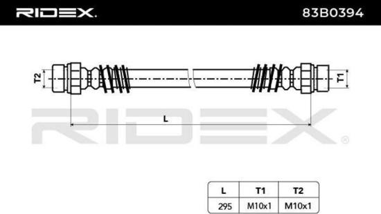 RIDEX Bremsschlauch 83B0394 VORNE beidseitig BREMSSCHLÄUCHE Länge: 295mm Bild RIDEX Bremsschlauch 83B0394 VORNE beidseitig BREMSSCHLÄUCHE Länge: 295mm