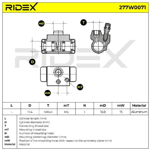RIDEX 277W0071 1x Radbremszylinder Trommelbremse Radzylinder Hinten für TOYOTA Bild RIDEX 277W0071 1x Radbremszylinder Trommelbremse Radzylinder Hinten für TOYOTA