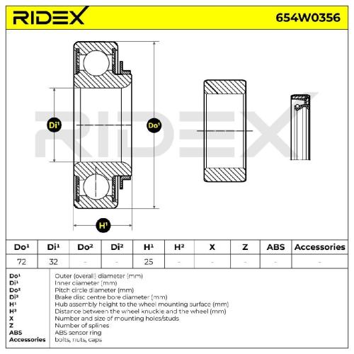 RIDEX 654W0356 Radlagersatz pro 1 Rad Hinten für DAIHATSU TERIOS (J2) 4242397502 Bild RIDEX 654W0356 Radlagersatz pro 1 Rad Hinten für DAIHATSU TERIOS (J2) 4242397502