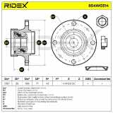 RIDEX 654W0314 Radlagersatz pro 1 Rad Hinten beidseitig Schrägkugellager 374841