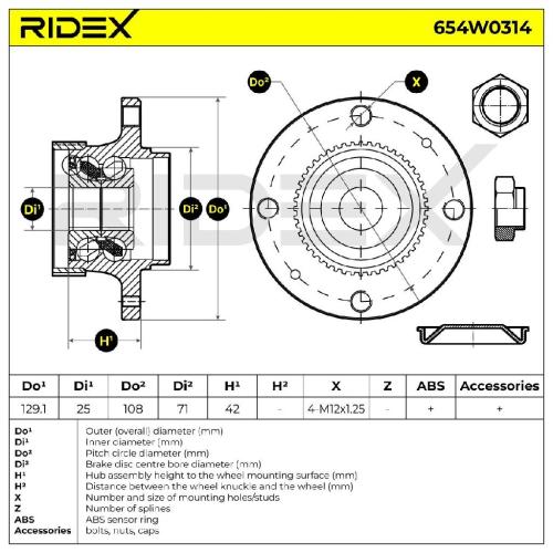 RIDEX 654W0314 Radlagersatz pro 1 Rad Hinten beidseitig Schrägkugellager 374841 Bild RIDEX 654W0314 Radlagersatz pro 1 Rad Hinten beidseitig Schrägkugellager 374841