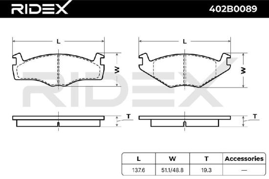 RIDEX Bremsbelagsatz Bremsbeläge Vorne für VW Golf 1I (19E, 1G1) Golf 1II (1H1) Bild RIDEX Bremsbelagsatz Bremsbeläge Vorne für VW Golf 1I (19E, 1G1) Golf 1II (1H1)