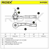 RIDEX Spurstangenkopf Vorderachse links links vorne Traggelenk M10x1,25 M14 X