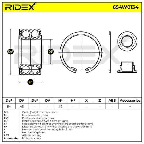 RIDEX 654W0134 Radlagersatz pro 1 Rad Vorne beidseitig für HONDA 90305692010 Bild RIDEX 654W0134 Radlagersatz pro 1 Rad Vorne beidseitig für HONDA 90305692010