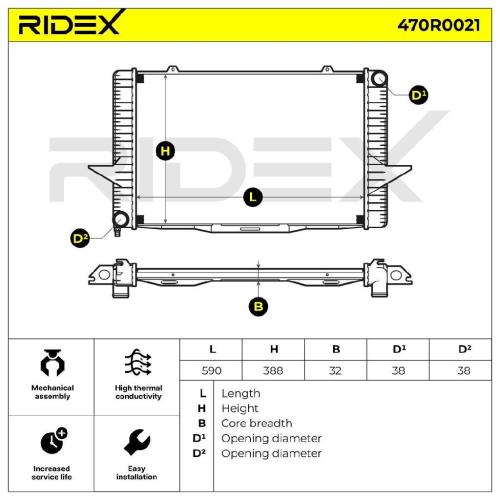 RIDEX 470R0021 Motorkühler / Wasserkühler für VOLVO V70 I (875, 876) 1335429 Bild RIDEX 470R0021 Motorkühler / Wasserkühler für VOLVO V70 I (875, 876) 1335429