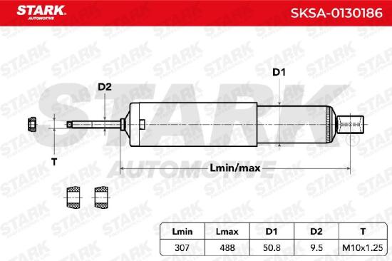 STARK SKSA-0130186 2x Stoßdämpfer Gasdruck Hinten für SSANGYONG 4530108C10 Bild STARK SKSA-0130186 2x Stoßdämpfer Gasdruck Hinten für SSANGYONG 4530108C10