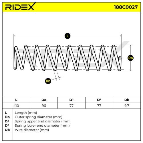 RIDEX 188C0027 2x Federn Fahrwerksfedern Hinten für VOLVO V40 Kombi (645) Bild RIDEX 188C0027 2x Federn Fahrwerksfedern Hinten für VOLVO V40 Kombi (645)