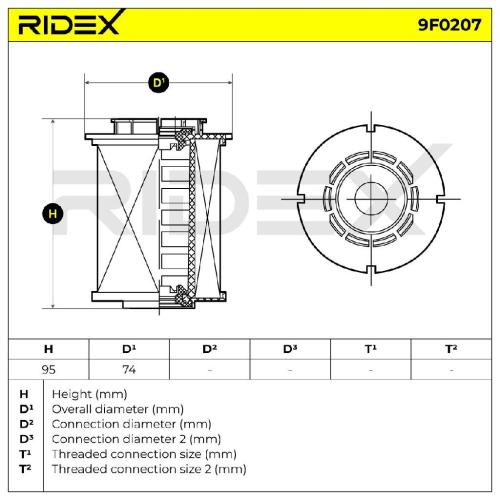 RIDEX 9F0207 Kraftstofffilter Filter Cartridge für OPEL Mokka / Mokka X (J13) Bild RIDEX 9F0207 Kraftstofffilter Filter Cartridge für OPEL Mokka / Mokka X (J13)