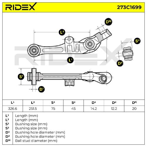 RIDEX 273C1699 Lenker Radaufhängung Querlenker Front links für NISSAN 350 Z Bild RIDEX 273C1699 Lenker Radaufhängung Querlenker Front links für NISSAN 350 Z