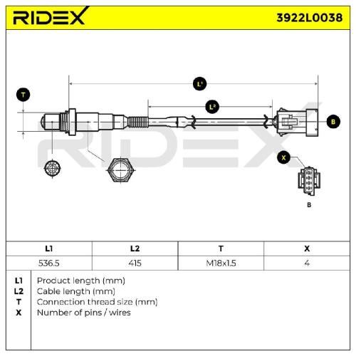 RIDEX 3922L0038 Lambdasonde Oxygen O2 Sensor Beheizt für MINI Schrägheck (R56) Bild RIDEX 3922L0038 Lambdasonde Oxygen O2 Sensor Beheizt für MINI Schrägheck (R56)