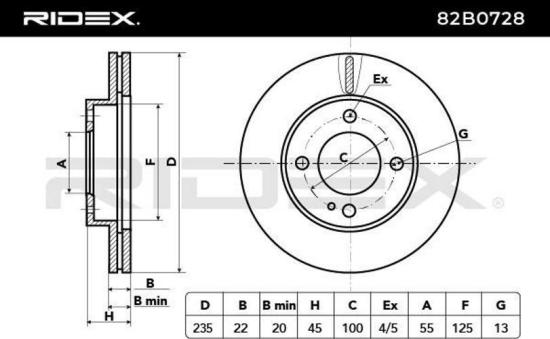 RIDEX 82B0728 2x Bremsscheiben Vorne Ø235mm Belüftet für MAZDA 323 F VI Bild RIDEX 82B0728 2x Bremsscheiben Vorne Ø235mm Belüftet für MAZDA 323 F VI