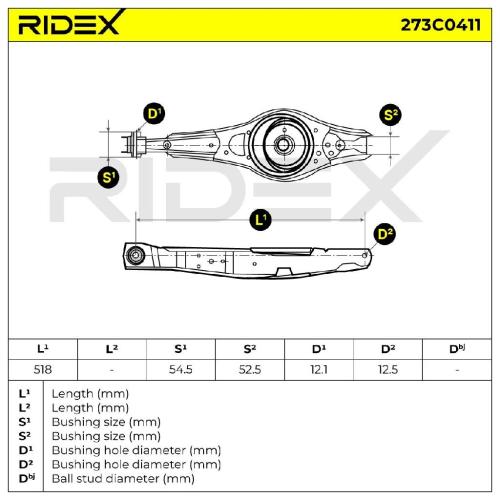 RIDEX 273C0411 Lenker Radaufhängung Querlenker Rear für FORD MONDEO III Kombi Bild RIDEX 273C0411 Lenker Radaufhängung Querlenker Rear für FORD MONDEO III Kombi