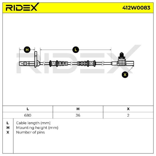 RIDEX ABS-Sensor 412W0083 Vorderachse beidseitig Sensorart: Hallsensor Anzahl Bild RIDEX ABS-Sensor 412W0083 Vorderachse beidseitig Sensorart: Hallsensor Anzahl