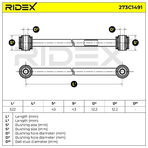 RIDEX 273C1491 Lenker Radaufhängung Querlenker Rear passend für MERCEDES-BENZ Bild RIDEX 273C1491 Lenker Radaufhängung Querlenker Rear passend für MERCEDES-BENZ