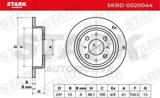 STARK SKBD-0020044 2x Bremsscheiben Hinten Ø238mm voll für HONDA Bild STARK SKBD-0020044 2x Bremsscheiben Hinten Ø238mm voll für HONDA