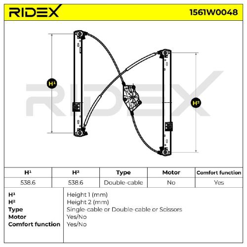 RIDEX 1561W0048 Fensterheber Vorne Elektrisch ohne Elektromotor für VW Touareg Bild RIDEX 1561W0048 Fensterheber Vorne Elektrisch ohne Elektromotor für VW Touareg