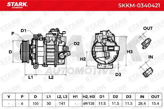 STARK A/C Kompressor für Klimaanlage Klimakompressor mit ID: 7SEU17C mit 100mm Bild STARK A/C Kompressor für Klimaanlage Klimakompressor mit ID: 7SEU17C mit 100mm