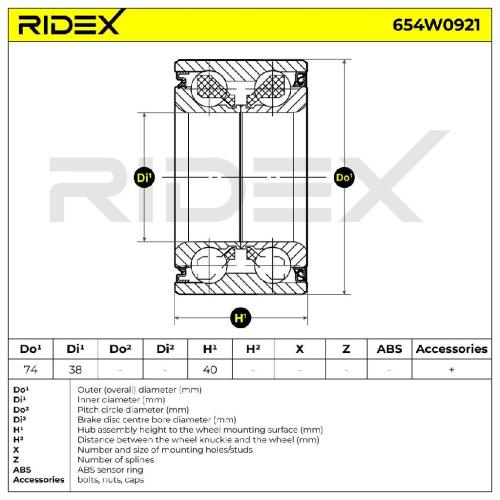 RIDEX 654W0921 Radlagersatz pro 1 Rad Vorne Hinten für HONDA Jazz III Schrägheck Bild RIDEX 654W0921 Radlagersatz pro 1 Rad Vorne Hinten für HONDA Jazz III Schrägheck