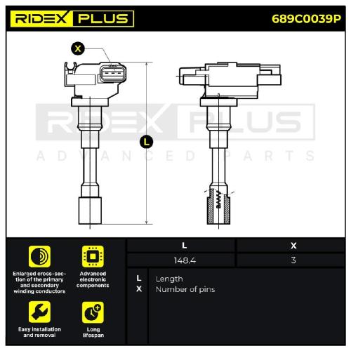 RIDEX PLUS 689C0039P Zündspule für SUZUKI SWIFT III (MZ, EZ) 3340062J00 Bild RIDEX PLUS 689C0039P Zündspule für SUZUKI SWIFT III (MZ, EZ) 3340062J00