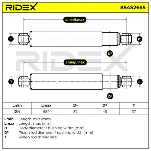 RIDEX 854S2655 2x Stoßdämpfer Gasdruck Hinten für NISSAN PATROL Hardtop (K260) Bild RIDEX 854S2655 2x Stoßdämpfer Gasdruck Hinten für NISSAN PATROL Hardtop (K260)