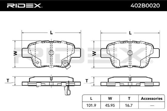 RIDEX Bremsbelagsatz Bremsbeläge Hinten für TOYOTA AVENSIS Kombi (T25) AVENSIS Bild RIDEX Bremsbelagsatz Bremsbeläge Hinten für TOYOTA AVENSIS Kombi (T25) AVENSIS