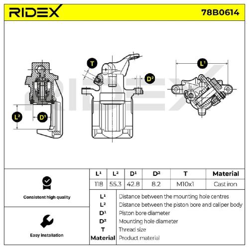 RIDEX 78B0614 Bremssattel Bremszange Hinten rechts für AUDI A6 Avant (4A5, C4) Bild RIDEX 78B0614 Bremssattel Bremszange Hinten rechts für AUDI A6 Avant (4A5, C4)
