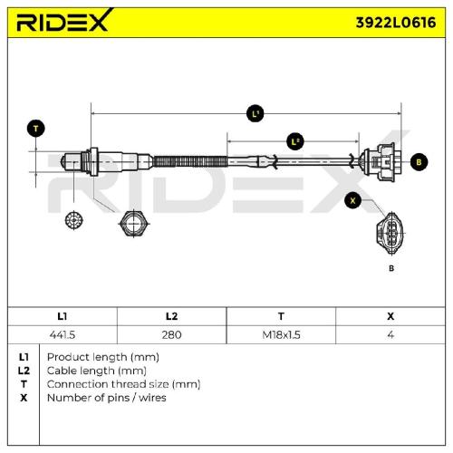 RIDEX 3922L0616 Lambdasonde Oxygen O2 Sensor Beheizt für OPEL Corsa D Schrägheck Bild RIDEX 3922L0616 Lambdasonde Oxygen O2 Sensor Beheizt für OPEL Corsa D Schrägheck