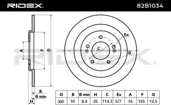 RIDEX 82B1034 2x Bremsscheiben Hinten Ø300mm voll für HYUNDAI i40 CW (VF) Bild RIDEX 82B1034 2x Bremsscheiben Hinten Ø300mm voll für HYUNDAI i40 CW (VF)