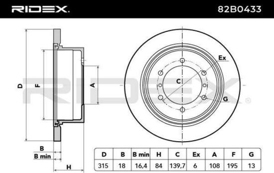 RIDEX 82B0433 2x Bremsscheiben Hinten Ø315mm voll für MITSUBISHI PAJERO II Bild RIDEX 82B0433 2x Bremsscheiben Hinten Ø315mm voll für MITSUBISHI PAJERO II