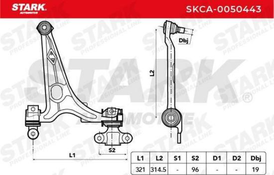 STARK SKCA-0050443 Lenker Radaufhängung Querlenker Front rechts 1401239480 Bild STARK SKCA-0050443 Lenker Radaufhängung Querlenker Front rechts 1401239480