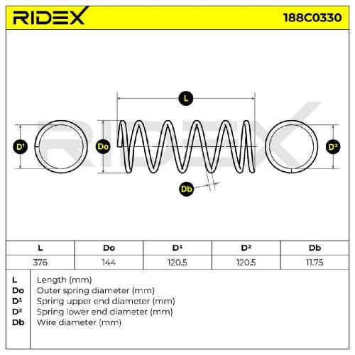 RIDEX 188C0330 2x Federn Fahrwerksfedern Vorne für FORD 1003604 7354136 Bild RIDEX 188C0330 2x Federn Fahrwerksfedern Vorne für FORD 1003604 7354136