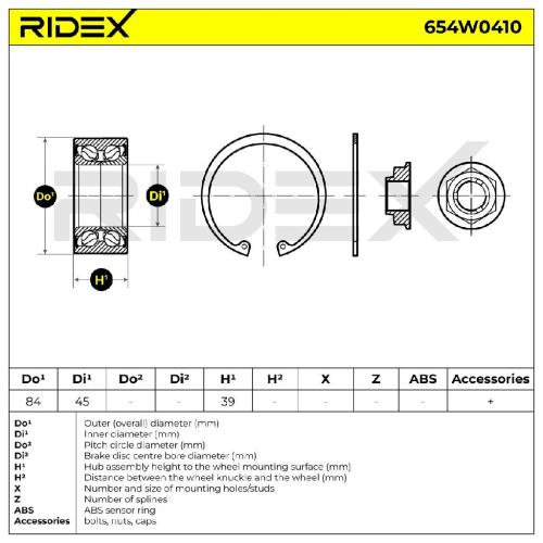RIDEX 654W0410 Radlagersatz pro 1 Rad Hinten beidseitig für VOLVO V70 I 1387203 Bild RIDEX 654W0410 Radlagersatz pro 1 Rad Hinten beidseitig für VOLVO V70 I 1387203