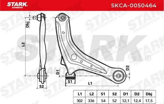 STARK SKCA-0050464 Lenker Radaufhängung Querlenker Front für FORD 1518904 Bild STARK SKCA-0050464 Lenker Radaufhängung Querlenker Front für FORD 1518904