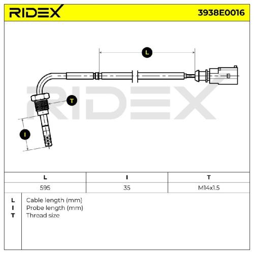RIDEX 3938E0016 Abgastemperatursensor 2-Polig für VW Golf 5I (5K1) 03L906088AJ Bild RIDEX 3938E0016 Abgastemperatursensor 2-Polig für VW Golf 5I (5K1) 03L906088AJ