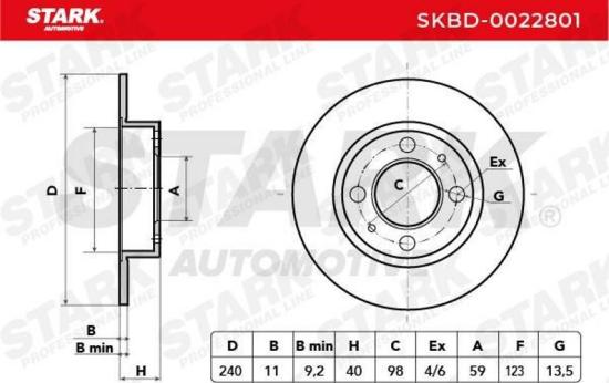 STARK SKBD-0022801 2x Bremsscheiben Vorne Hinten Ø240,2mm voll für FIAT Bild STARK SKBD-0022801 2x Bremsscheiben Vorne Hinten Ø240,2mm voll für FIAT