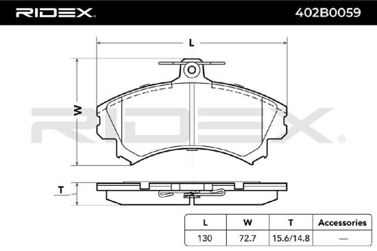 RIDEX Bremsbelagsatz Bremsbeläge Vorne für MITSUBISHI COLT VI (Z3A, Z2A) Bild RIDEX Bremsbelagsatz Bremsbeläge Vorne für MITSUBISHI COLT VI (Z3A, Z2A)