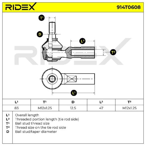RIDEX Spurstangenkopf Vorderachse beidseitig Traggelenk 914T0608 für TOYOTA Bild RIDEX Spurstangenkopf Vorderachse beidseitig Traggelenk 914T0608 für TOYOTA