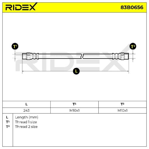 RIDEX Bremsschlauch 83B0656 HINTEN rechts BREMSSCHLÄUCHE Länge: 220mm Bild RIDEX Bremsschlauch 83B0656 HINTEN rechts BREMSSCHLÄUCHE Länge: 220mm